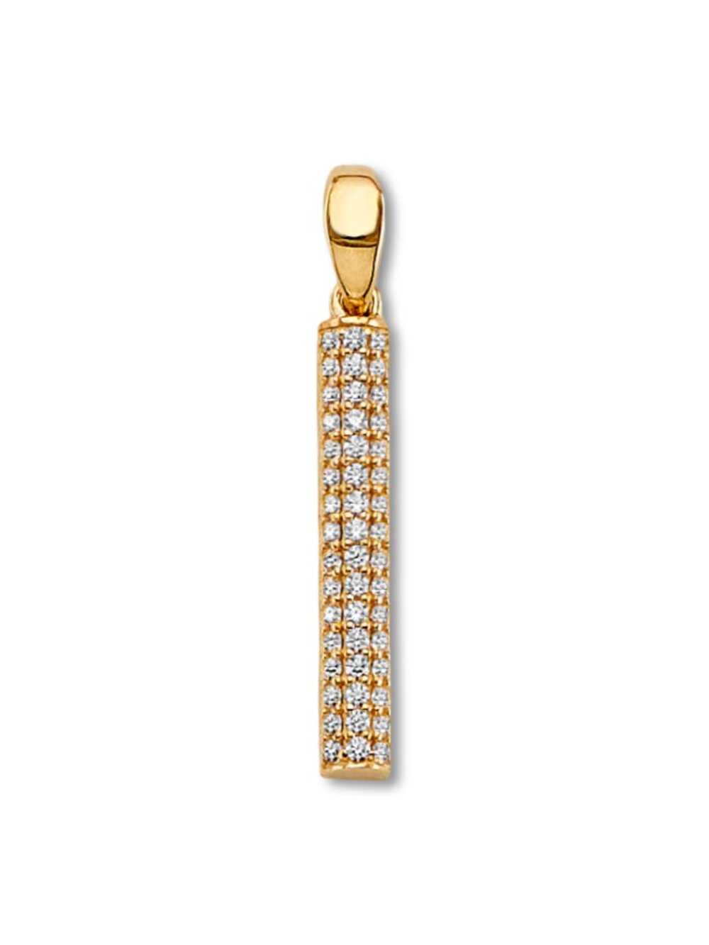 14K Gold CZ Bar Pendant | Minimalist Charm By Tehrani Jewelry